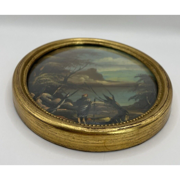 Made in Italy Hand Painted Oval Framed Art. - Picture 2 of 8